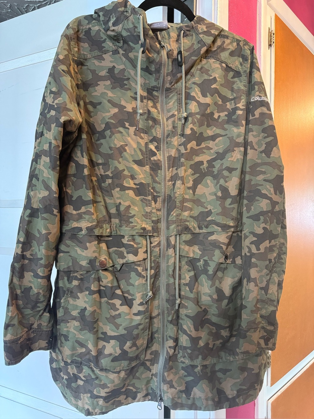 Columbia Green/Brown Camo Hooded Anorak